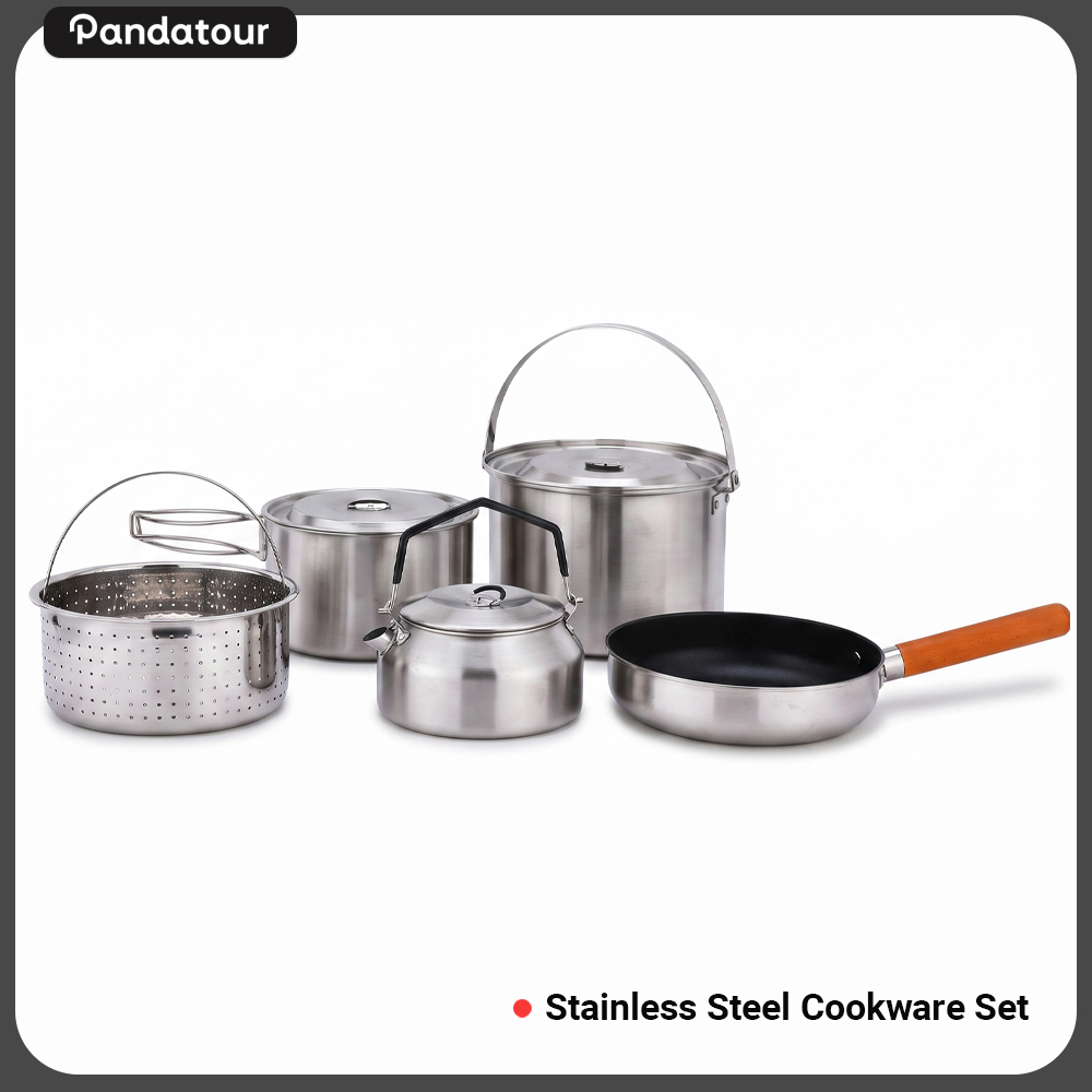 Camping Cooking Accessories - Pandatour Outdoor Camping 5-częściowy zestaw naczyń