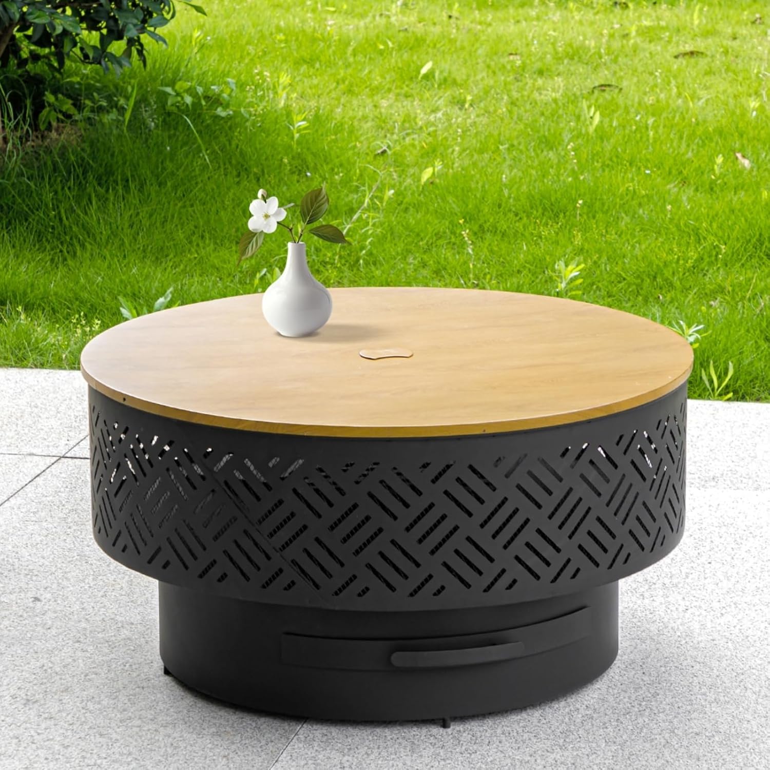 Camping Cooking Table - Okrągły metalowy stół do palenia drewna